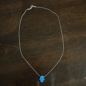 Opal Blue Hamsa Necklace